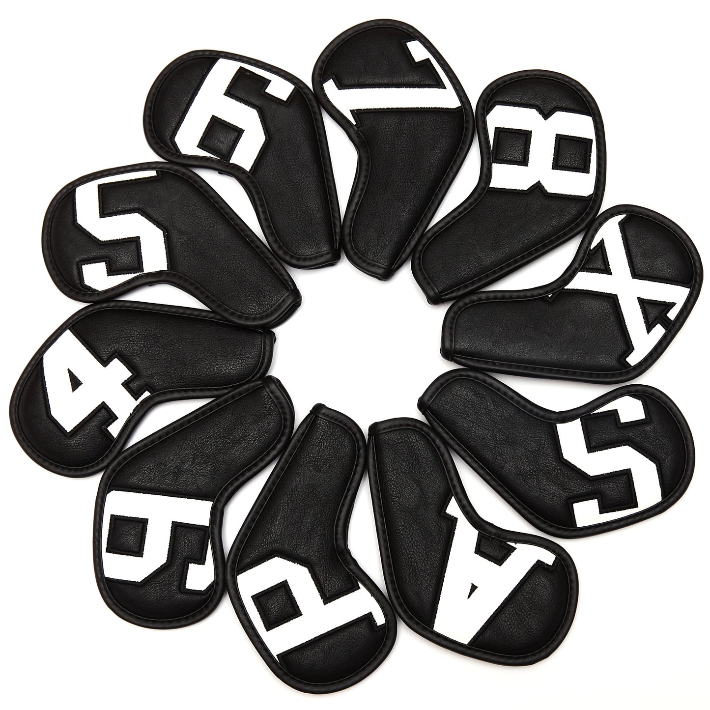 Siranlive Golf Iron Head Covers 9pcs/10pcs (4~9,P ,A ,S,X ) Simple Style Waterproof PU Leather