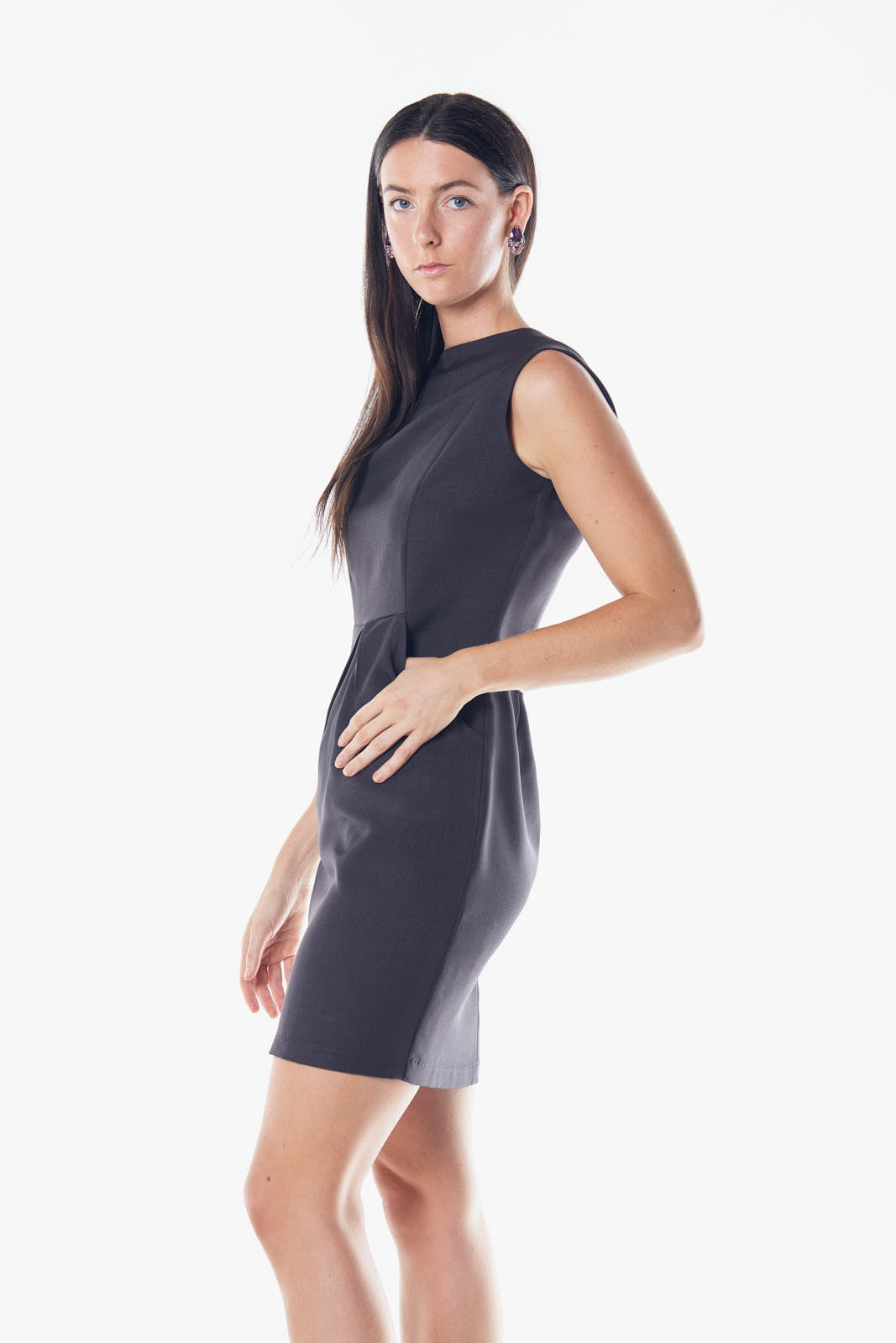 Italian Wool Dress Pleated With Pockets