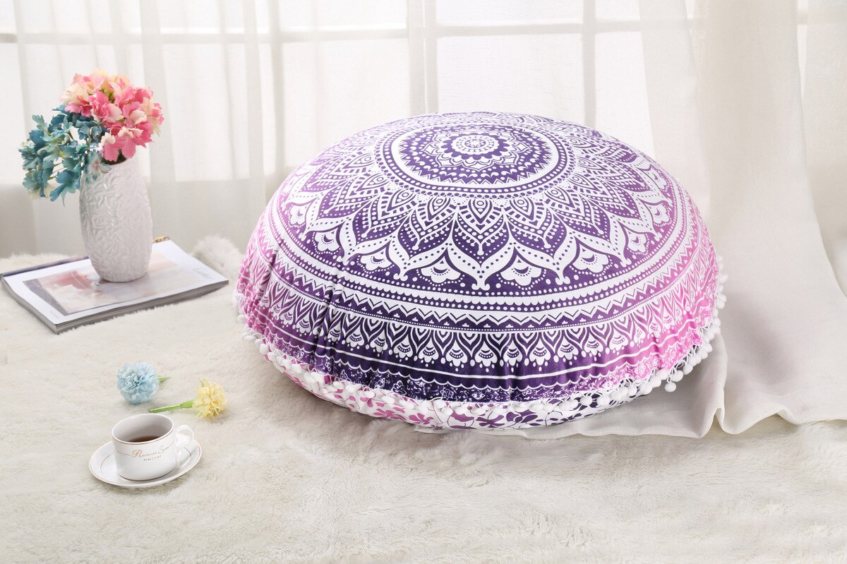 Colorful Mandala Floor Pillows Ottoman Round Bohemian Meditation Cushion Pillow Pouf48