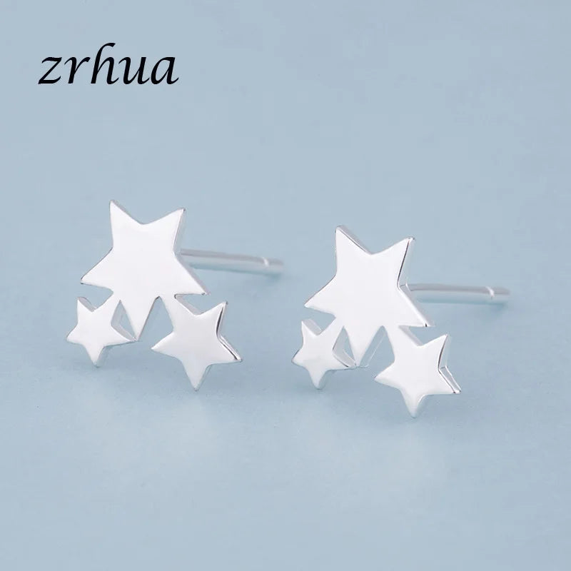 Newest 925 Sterling Silver Needle Women's Jewelry Cute Chic Stud Earrings for School Girls Kids Lady Birthday S925 Stamp
