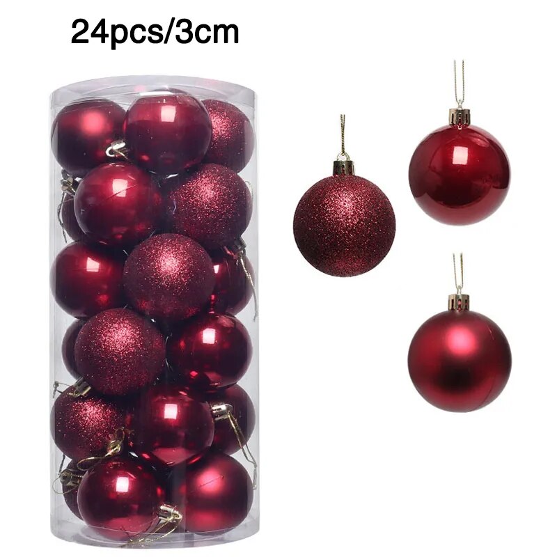 24/36pcs Christmas Balls Christmas Tree Ornament Hanging Pendent Xmas Decoration 2023 Christmas Ornaments Navidad 2024