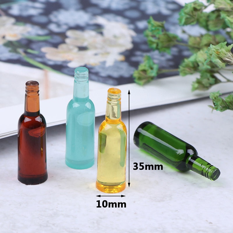 6Pcs 1:12 Dollhouse Miniature Toy Beer Wine Drink Bottle Doll Food Kitchen Living Room Toy Accessories