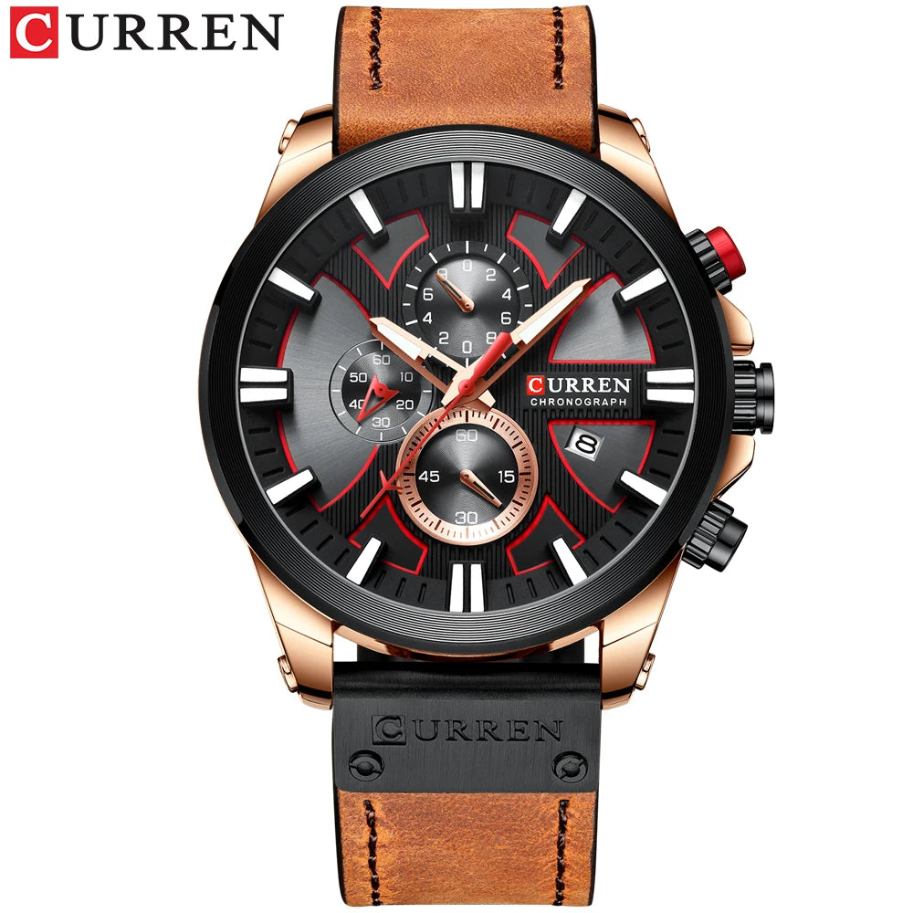 CURREN Watch Chronograph Sport Mens Watches Quartz Clock Leather Male Wristwatch Relogio Masculino for Men