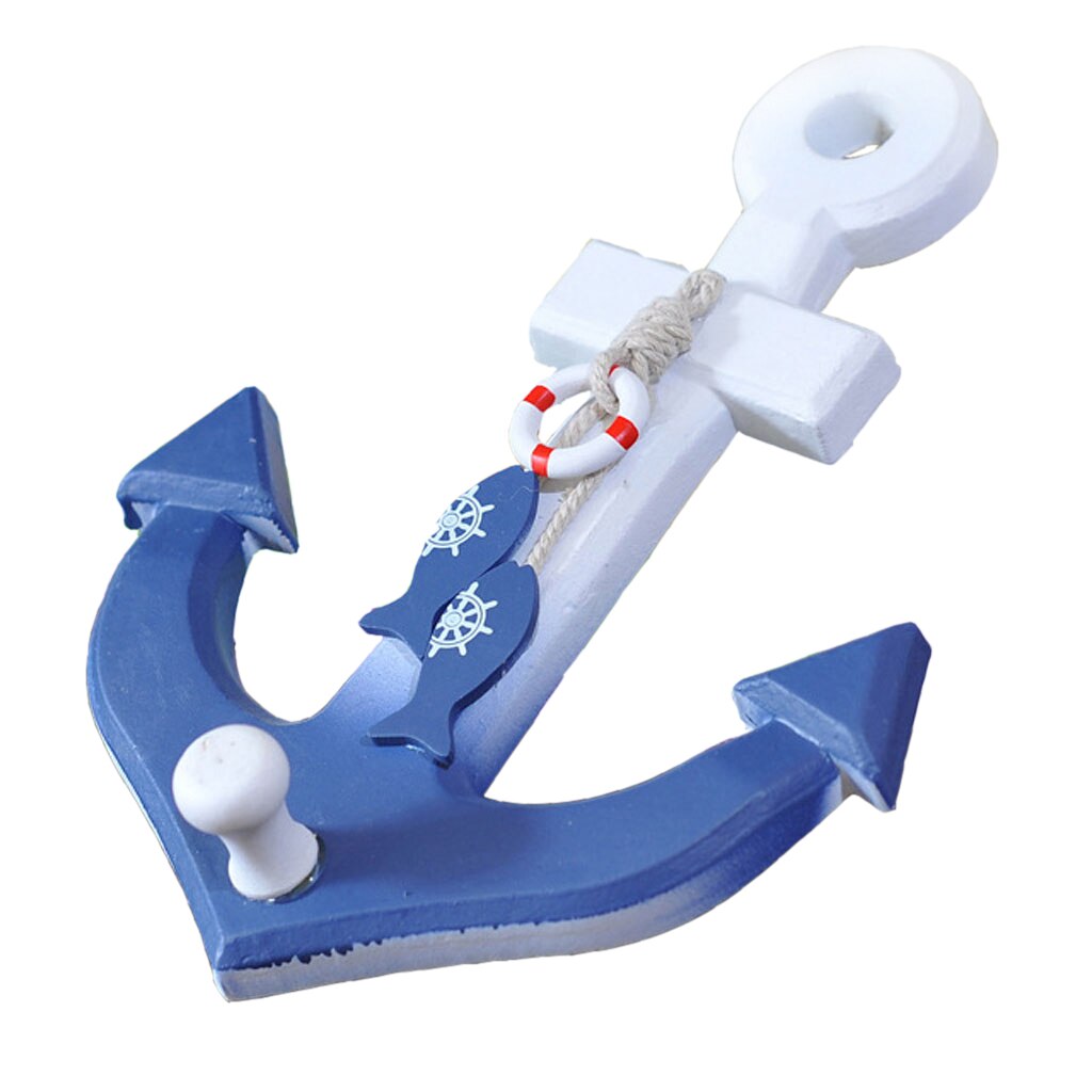 Nautical Anchor Wall Hanging Hook Buoy Fish Decor Coat Hat Door Rack