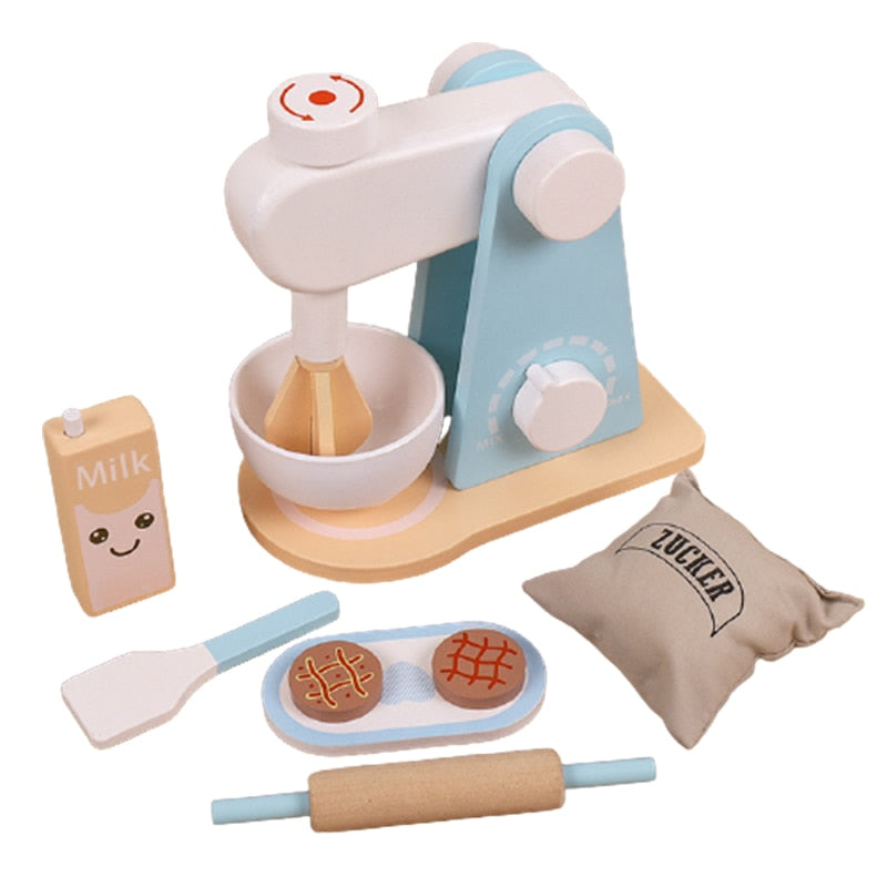 Wooden Kitchen Pretend Play Toy Simulation Wooden Coffee Machine Toaster Machine Food Mixer Baby Early Learning Educational Toys