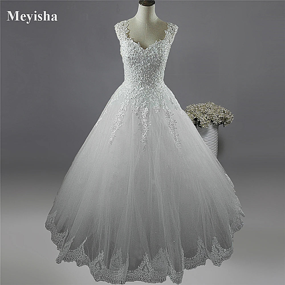 ZJ9076-C 2023 White Ivory Pearls Wedding Dresses With Lace Bottom for Brides Dress Plus Size 2-26w