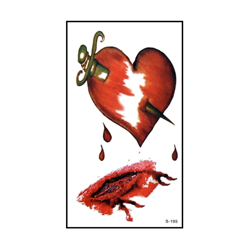 6pcs Halloween Bloody Wound Tattoo Stickers Trick Scary Waterproof Temporary Tattoo DIY Fake Tattoo Halloween Party Decoration