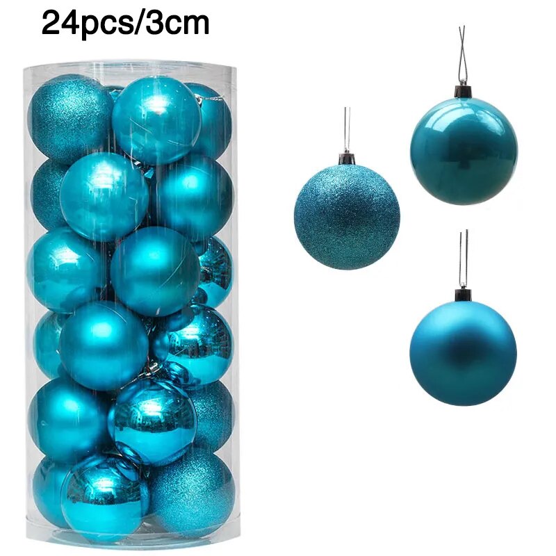 24/36pcs Christmas Balls Christmas Tree Ornament Hanging Pendent Xmas Decoration 2023 Christmas Ornaments Navidad 2024
