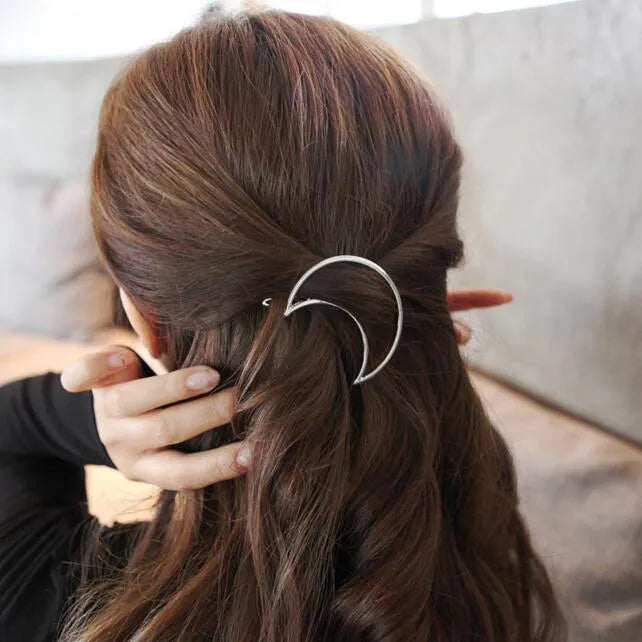 Metal Leaf Hair Clip Barrettes Hairpin Barrette Hair Claws Women Girls Trend Charm Moon Round Triangle