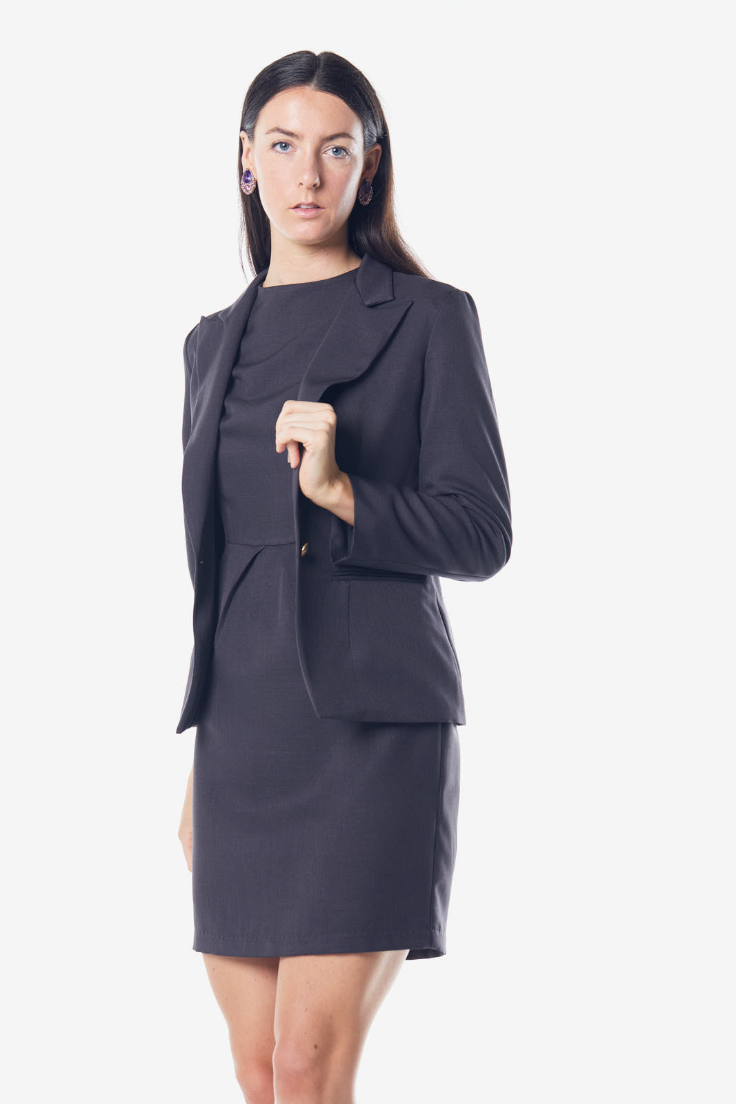 Italian Wool Dress Pleated With Pockets