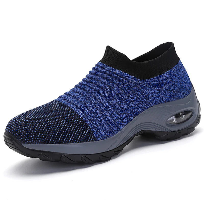2023 Spring Women Sneakers Shoes Flat Slip on Platform Sneakers for Women Black Breathable Mesh Sock Sneakers Shoes