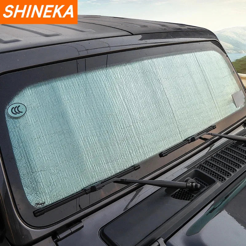SHINEKA Car Front Windshield Sunshade Cover for Jeep Wrangler JL Gladiator JT 2018 -2023 2/4 Doors Car Interior Accessories