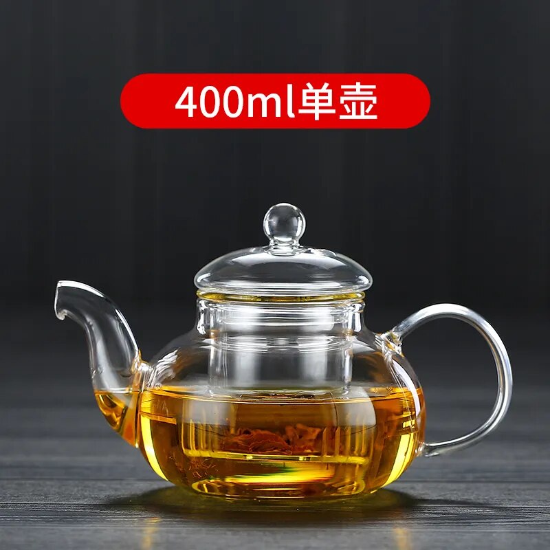 Glass Teapot Heat-Resistant Borosilicate Boiling Thickened Bamboo Handle Hou