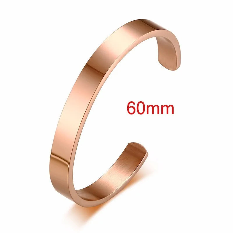 Solid Golden Flat 6mm 8mm Cuff Bangles for Men Bracelet Brackelts Brazalet Bileklik Braslet