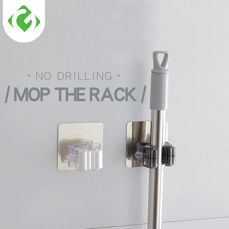 Wall Mounted Mop Organizer Holder Rack Self Sticking Brush Broom Hanger Hook Kitchen Bathroom Mops Storage Racks Drop 1pc Strong