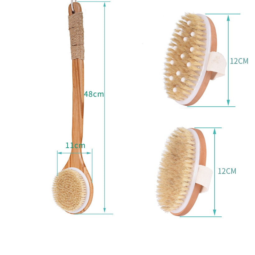 TREESMILE Natural Bristle Bath Brush SPA Woman Man Skin Care Dry Body Brush D40