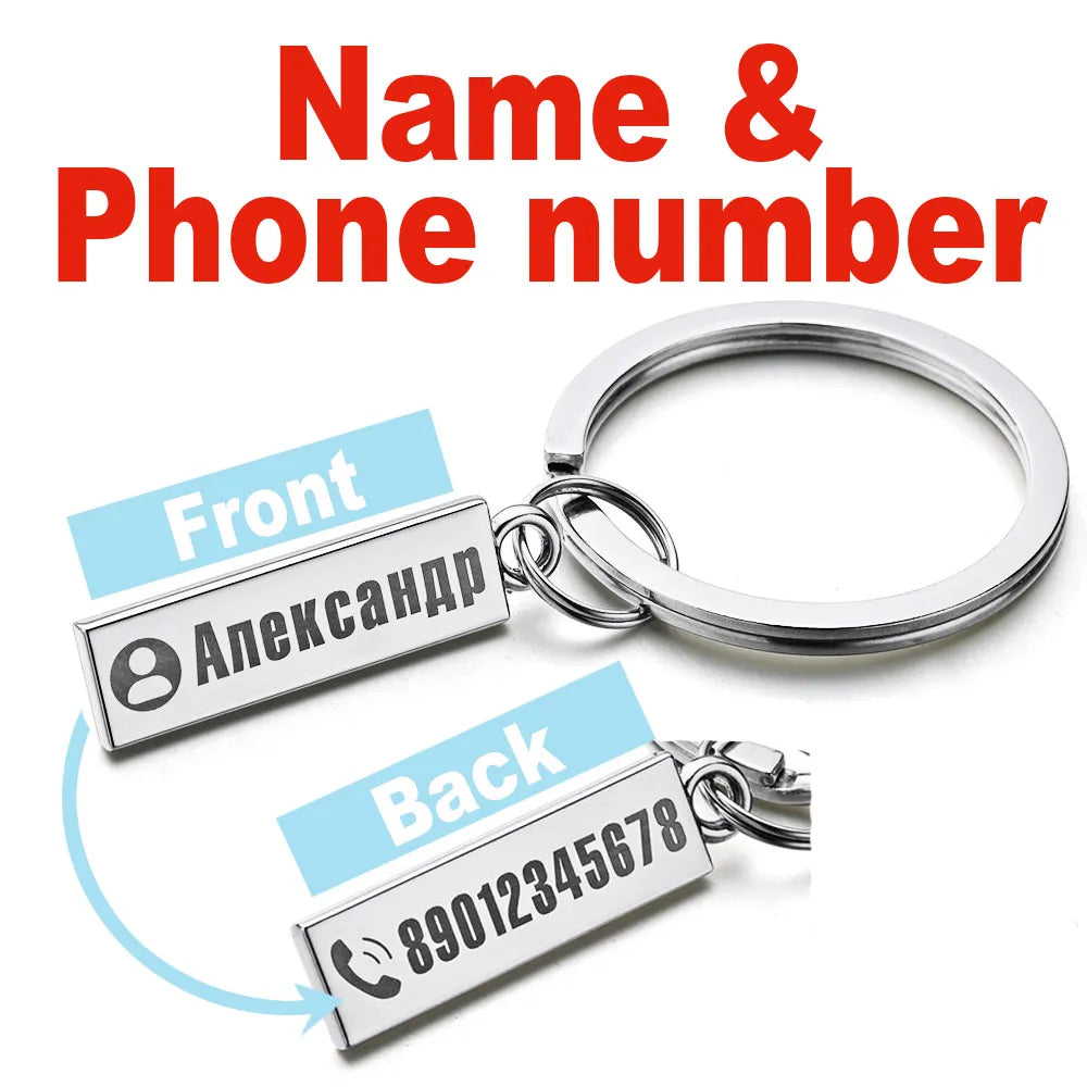 Exquisite Anti-Lost Keychain Small Chic Personalized Customized Keyring for Car Name for Men Women Key Chain P021
