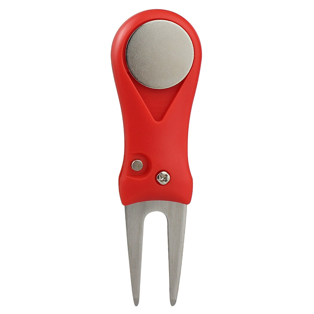 1 Pcs Steel Golf Divot Repair Switchblade Tool Pitch Groove Cleaner Golf Pitchfork Golf Accessories Putting Green Fork Dropship