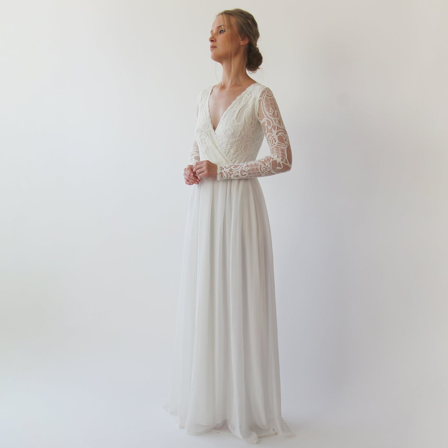 Wrap Bohemian Lace Wedding Dress #1242