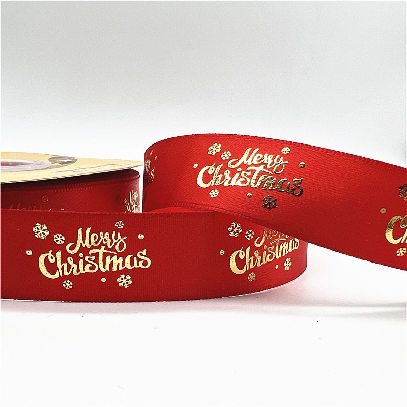 5yards 1inch 25mm Christmas Ribbon Printed Christmas Polyester Ribbon for Handmade Design Christmas Decoration DIY