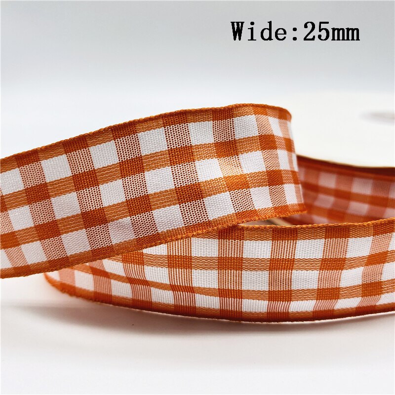 5yards/Lot 25mm Plaid Ribbon Christmas Decor Ribbon for Handmade Design Christmas Decoration DIY
