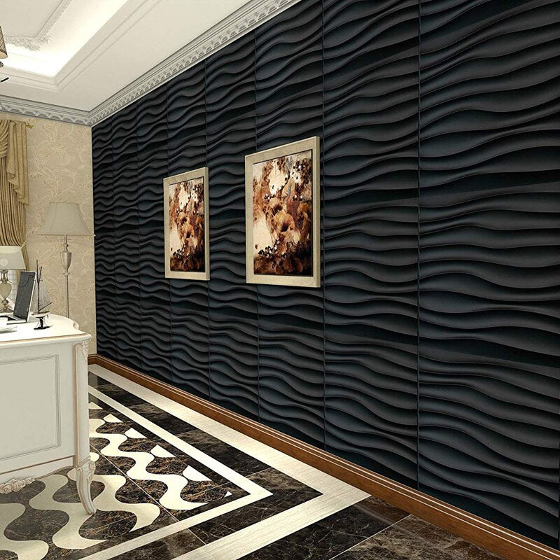 9.8ft/3m 12pcs 50x50cm 3D Wall Sticker Decor Blinds Line Living Room Wallpaper Mural Waterproof 3D Wall Panel Bathroom Kitchen