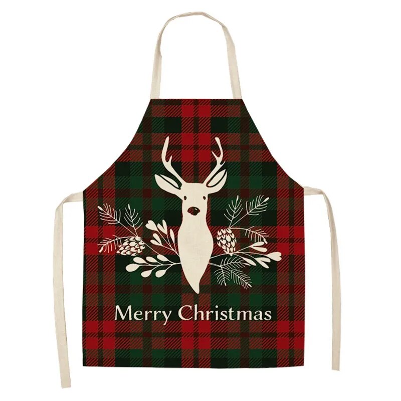 Linen Merry Christmas Apron Christmas Decorations for Home Kitchen Accessories Natal Navidad 2023 New Year Christmas
