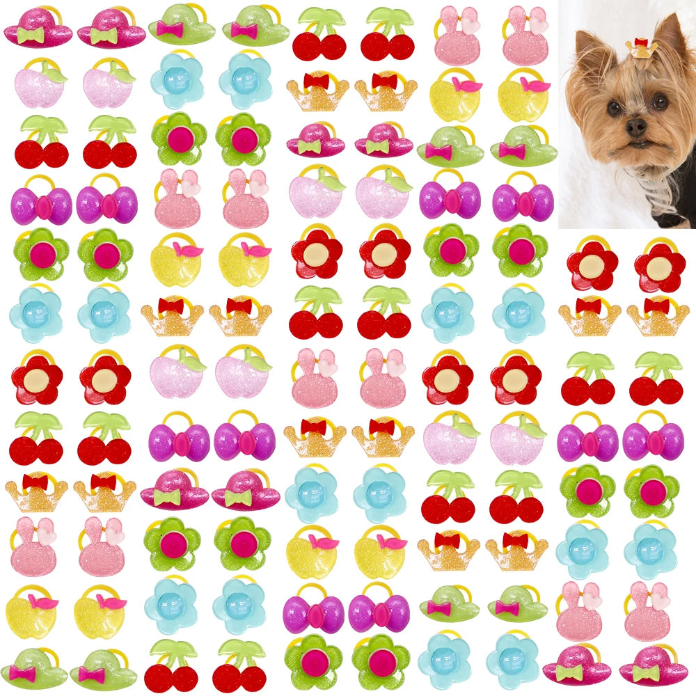 20PCS Pet Bows Dog Hair Bows for Puppy Yorkshirk Small Dogs Hair Accessories Grooming Bows Rubber Bands Dog Bows Pet Supplies