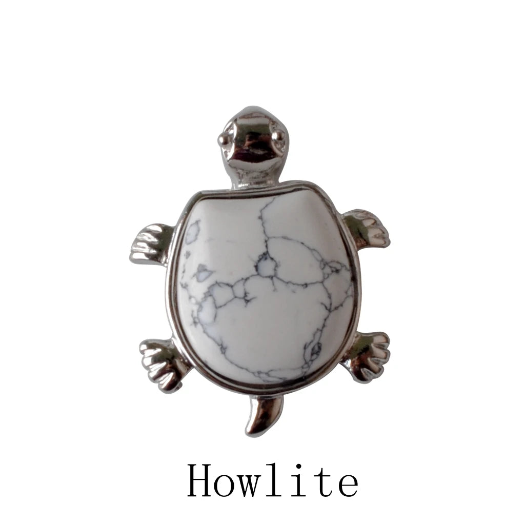 Howlite Turtle Nacklace Pendant Natural Semi Precious Stones Give for Men and Women