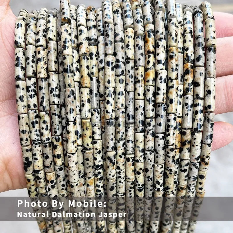 4*13mm Natural Stone Agate Jasper Turquoise Tube Shaped Beads Loose Cylindrical Bead for Jewelry Making DIY Bracelet Accessory