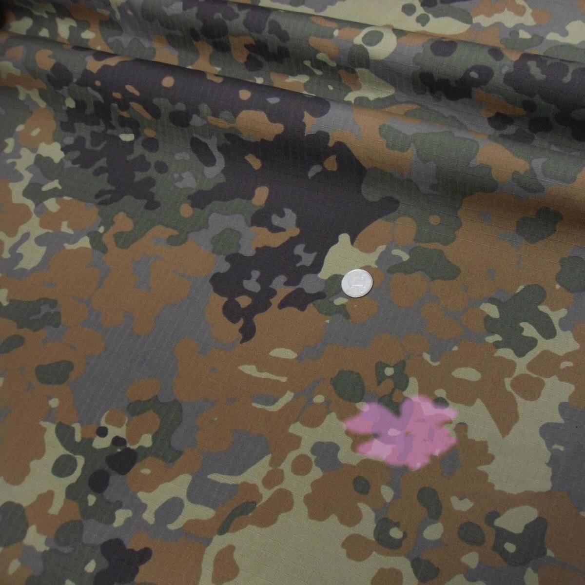 1.5M Width German Flecktarn Camo Fabric Army Jungle Camouflage Spots Cloth TC Cotton Field Training Military Fans DIY Material