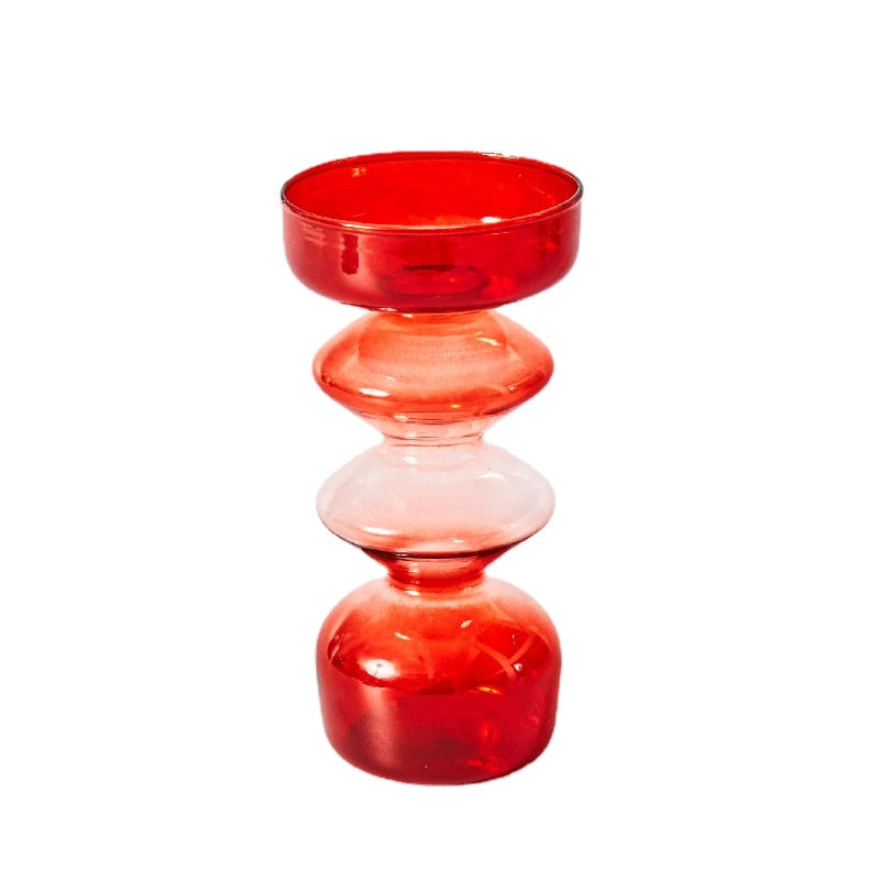 Red Glass Candle Holders Taper Candle Stand Christmas Candle Holder Candlestick Holder Christmas Decor Green Glass