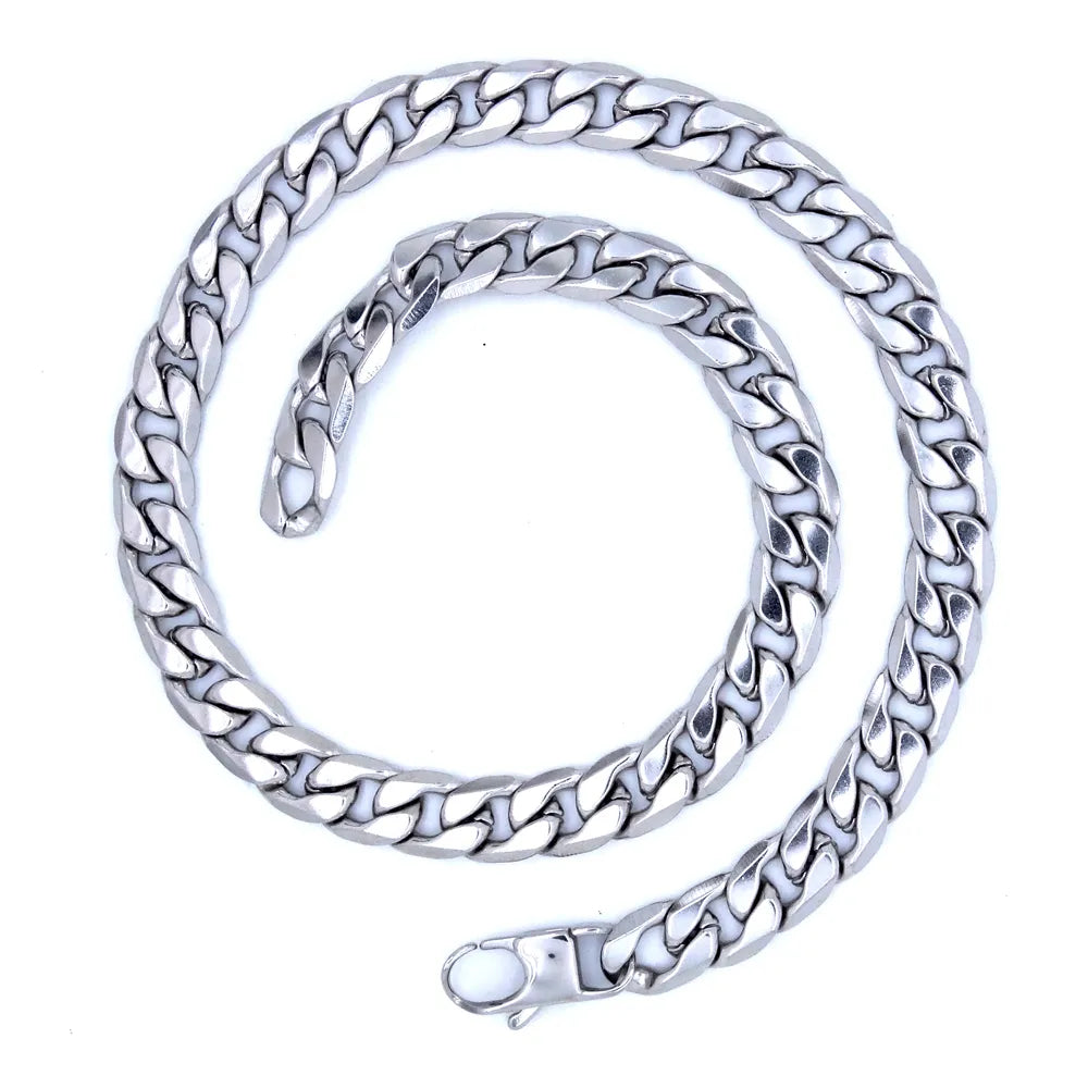 12mm 18'' - 36'' Inches Customize Length Mens High Quality Stainless Steel Necklace Curb Cuban Link Chain Fashion Jewerly