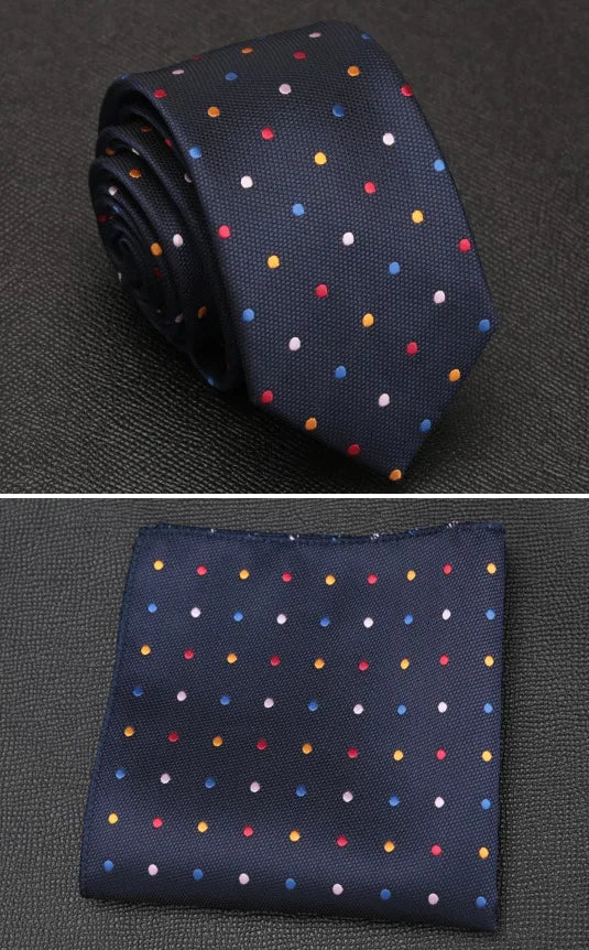 XGVOKH Men Tie Cravat Set Fashion Wedding Ties for Men Hanky Necktie Dot Striped Gravata Jacquard Tie Social Party Accessories