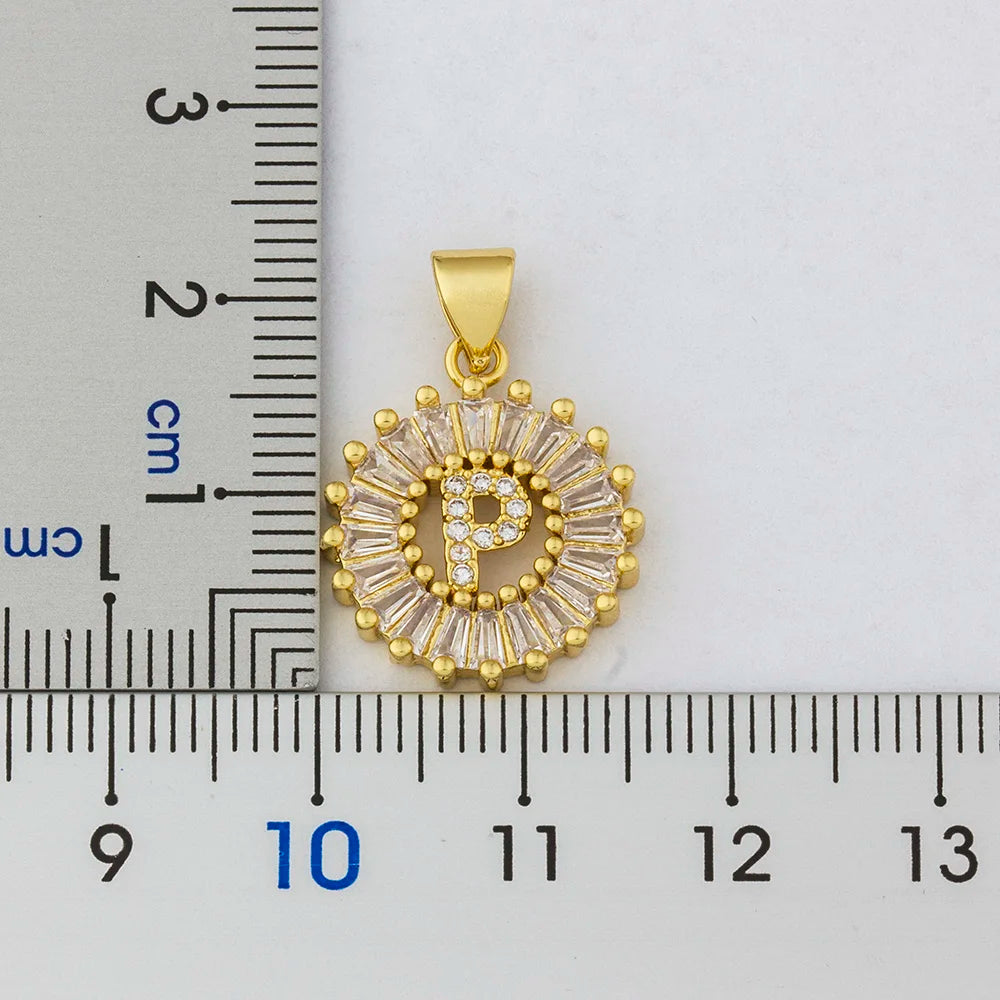 Nidin Women Girls Initial Letter Necklace 26 Letters Charm Family Name Pendant Copper Zircon Jewelry