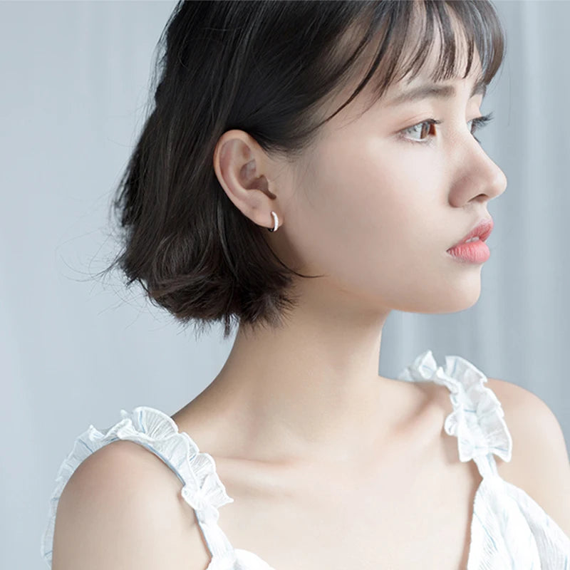 INZATT Real 925 Sterling Silver Minimalist Geometric Zircon Round Hoop Earrings for Women Party 2019 Fine Jewelry Accessory