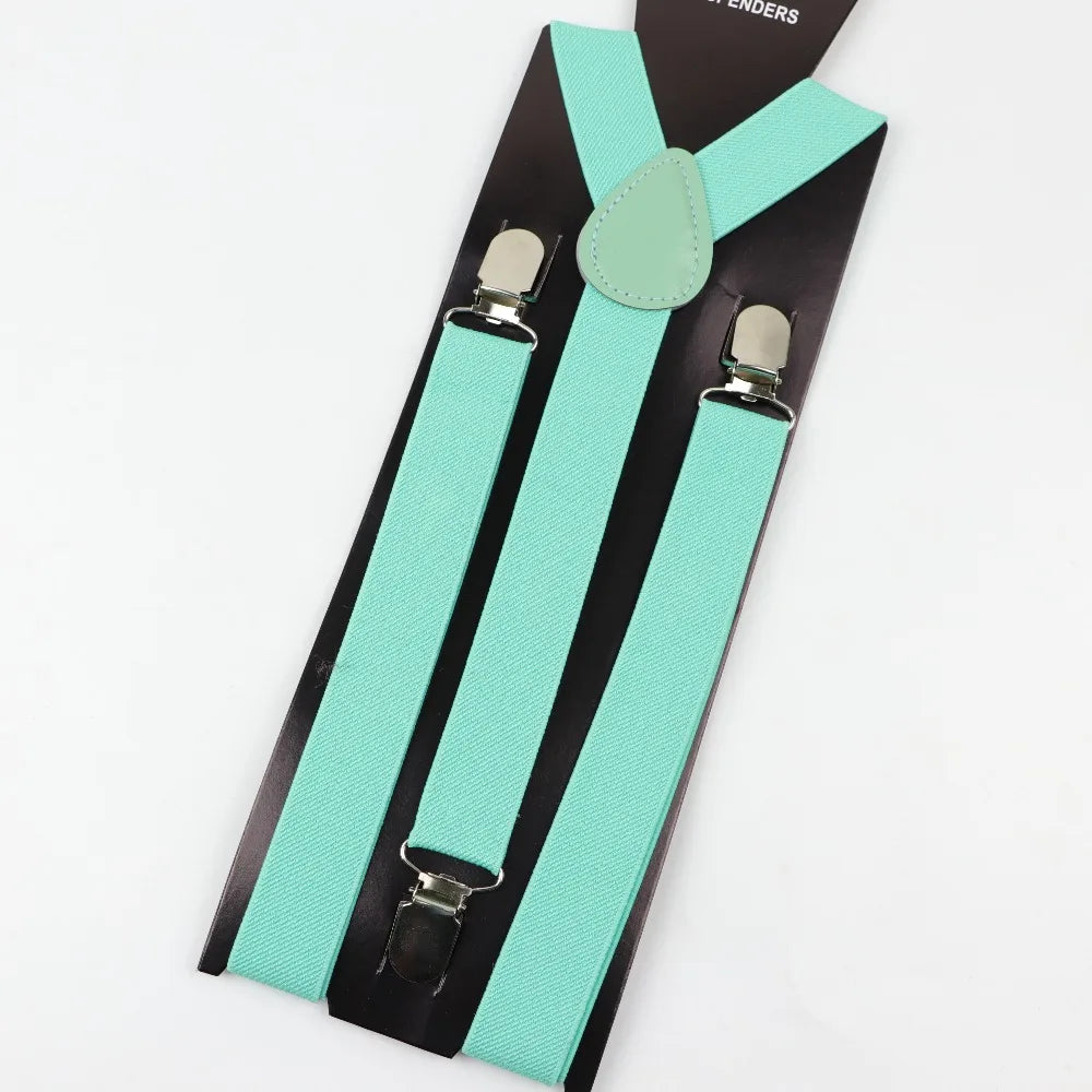Solid Color Man's Belt Men Women Suspenders Polyester Y-Back Braces Adjustable Elastic