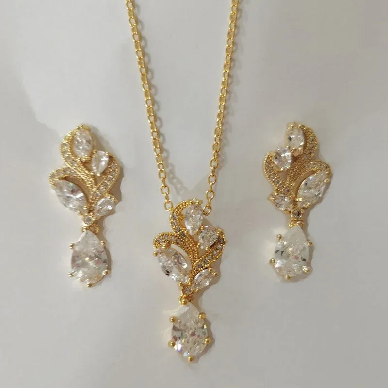 LXOEN Marquise Cut Flower Zirconia Crystal Long Drop Earrings for Women Shiny Leaf CZ Stone Bridal Wedding Jewelry