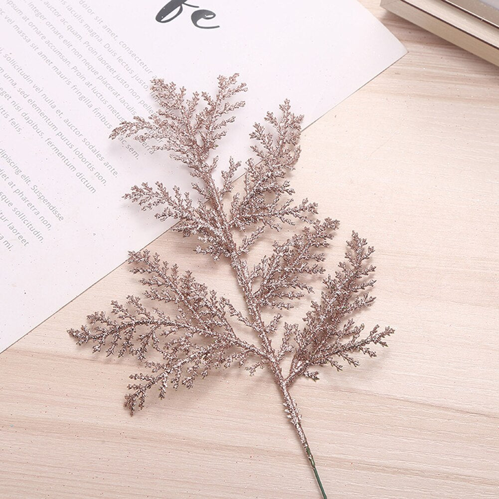 DIY Xmas Tree Garland Hanging Decor Christmas Tree Decor Christmas Hollow Christmas Glitter Tree Branches Simulated Leaves