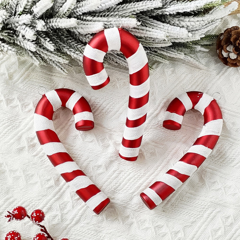 Multi Size Red and White Christmas Candy Canes Christmas Balls Christmas Tree Pendant Family Christmas Decoration New Year