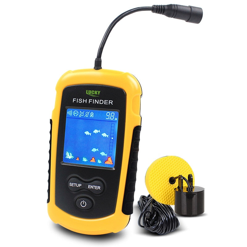 FFC1108-1 Alarm 100M Portable Sonar Fish Finders 45 Degrees Sonar Coverage Echo Sounder Alarm Transducer Lake Sea Fishing
