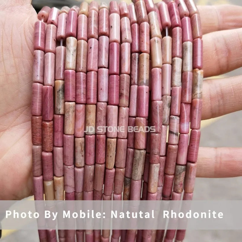 4*13mm Natural Stone Agate Jasper Turquoise Tube Shaped Beads Loose Cylindrical Bead for Jewelry Making DIY Bracelet Accessory