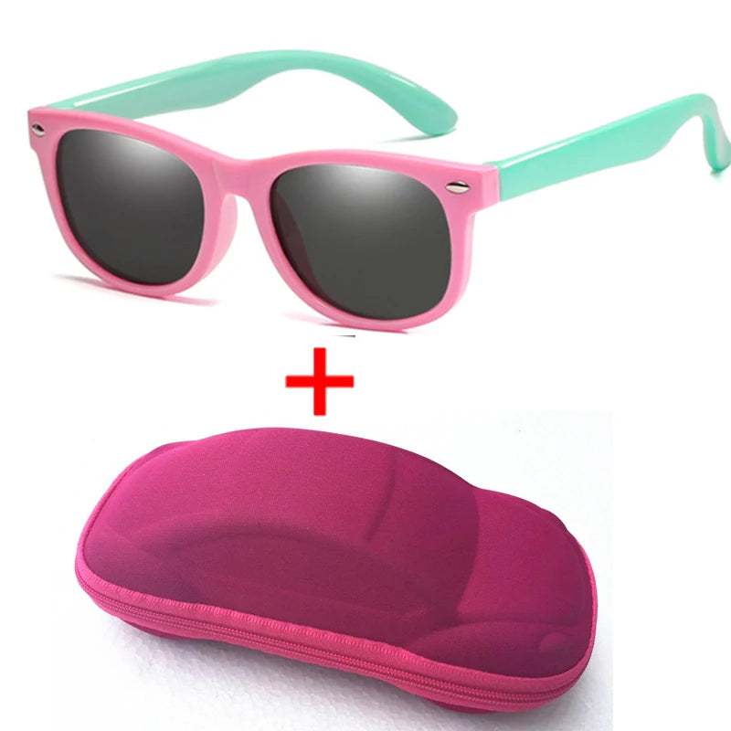 WarBlade Children Polarized Sunglasses Boys Girl Baby Silicone Safety Kids Sun Glasses 100% UV400 Eyewear Child Oculos With Case