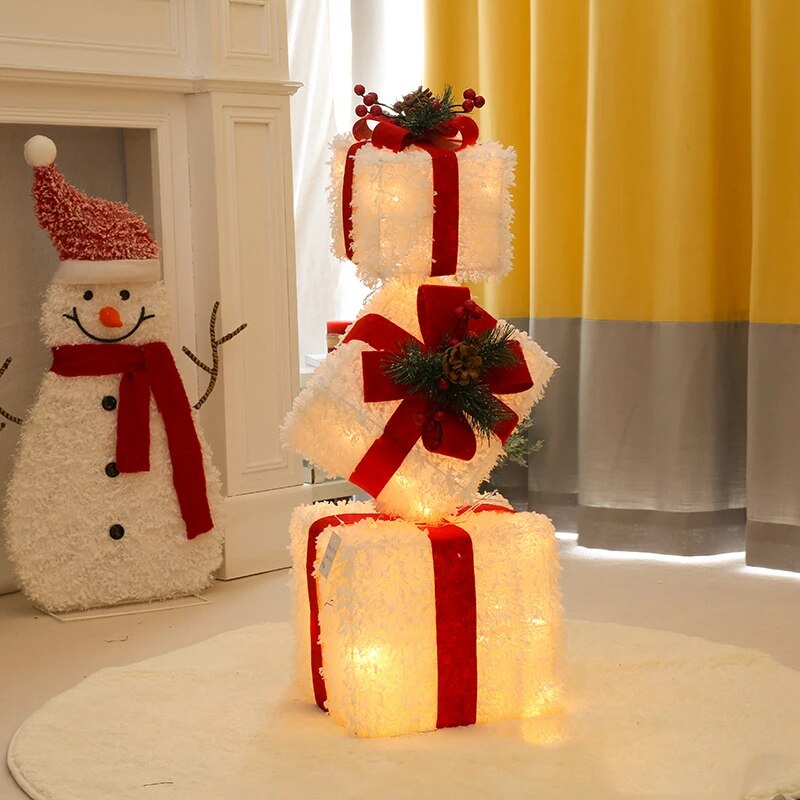 Creative Ornaments Christmas Decoration Glowing Christmas Deer Christmas Tree Ornaments Reindeer Family New Year Decoration