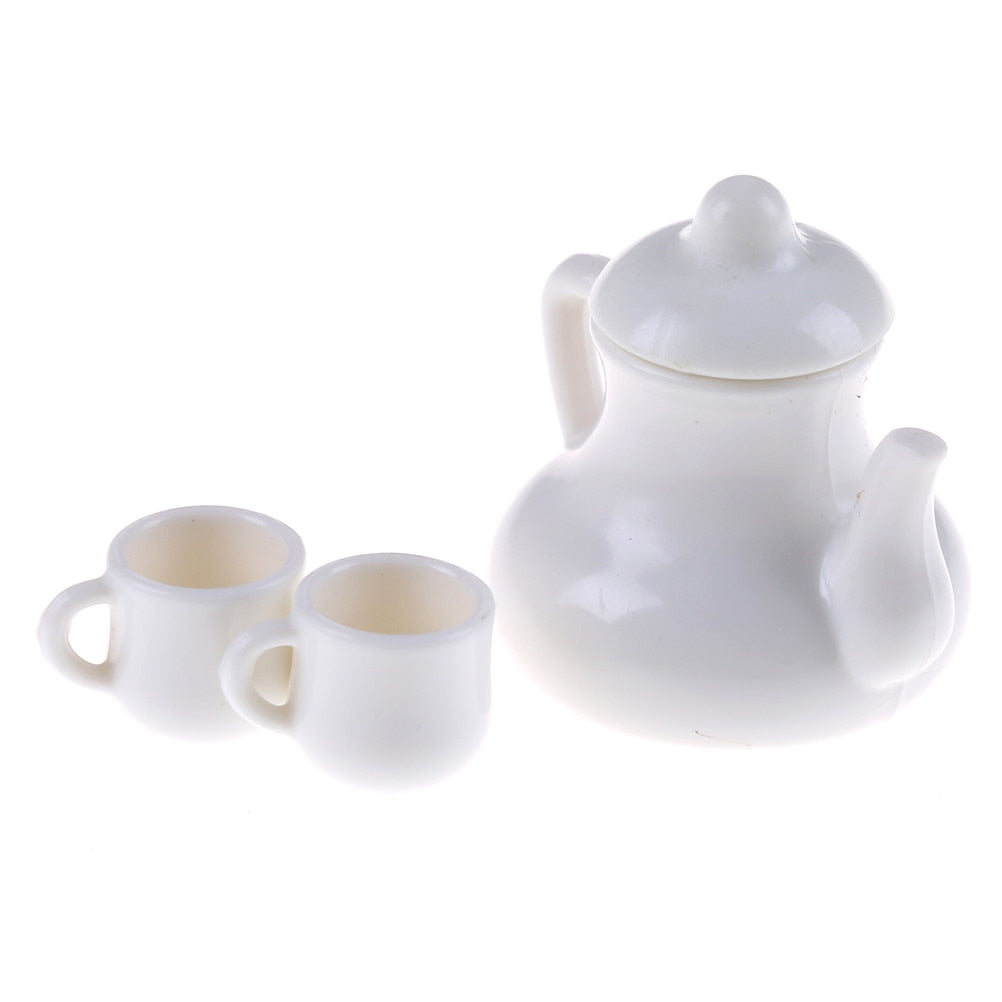 1:12 Tableware Teapot Coffee Cup Saucer Tray Plate Tea Set Pot Kitchen Decor Dollhouse Miniature Christmas Doll Accessories