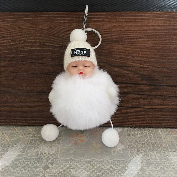 1PCS Cute Cartoon Doll Keychain Fur Ball Plush KeyChain Keyring Women Handbag Car Key Holder Bag Pendant Toys for Kids