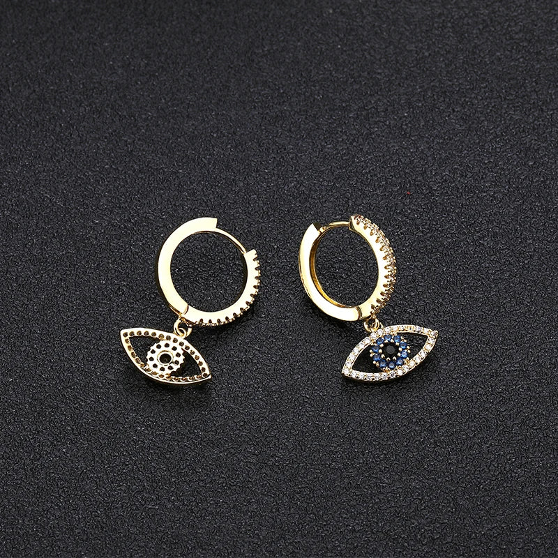 SIPENGJEL Fashion Blue Crystal Turkey Evil Eye Dangle Earrings for Women Gold Plated Cute Unique Earrings Trendy Jewelry 2023