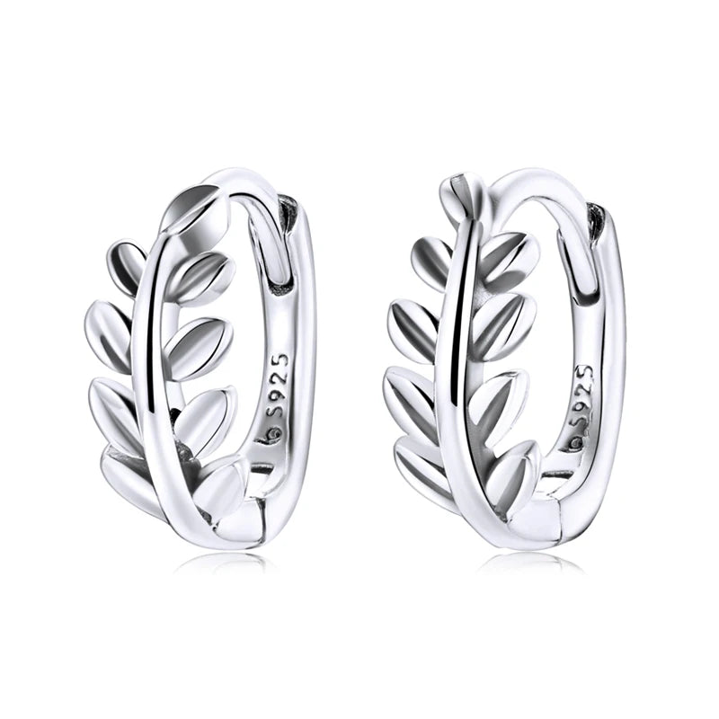 WOSTU 925 Sterling Silver Classic Round Silver Hoop Earrings Authentic Clear Zircon Earrings for Women Jewelry CQE498