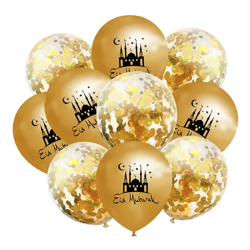 10Pcs Eid Mubarak Latex Balloon Ramadan Kareem Decoration Air Globos Ramadan Mubarak Muslim Islamic Festival Party Supplies 2024
