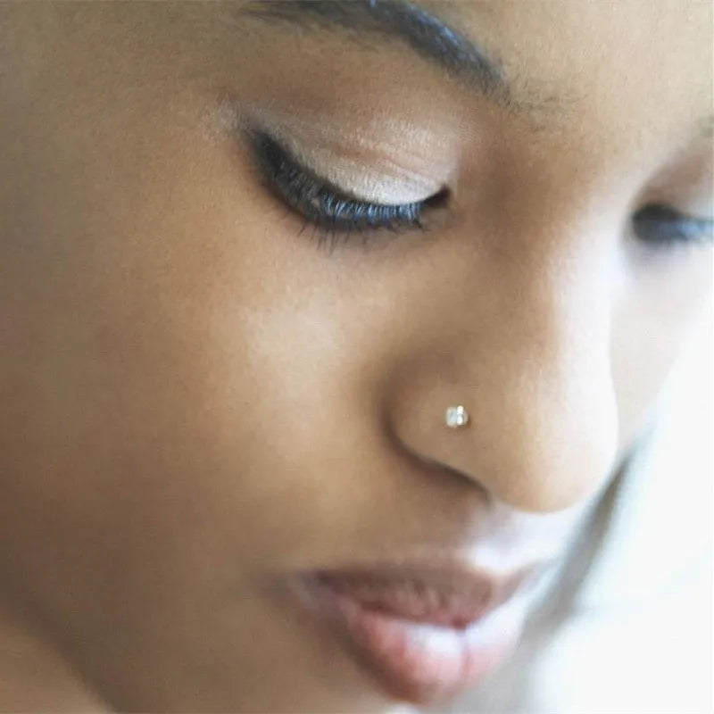 24pcs Crystal Nose Ring & Studs Body Women Girl Jewelry Stainless Surgical Steel Nose Piercing Colorful Rhinestone